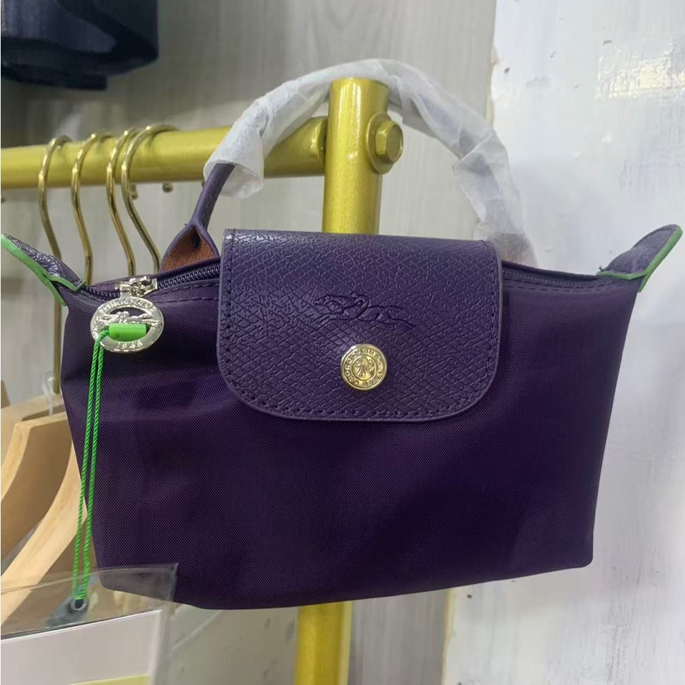 Longchamp Mini Tote in Deep Purple with Gold Hardware